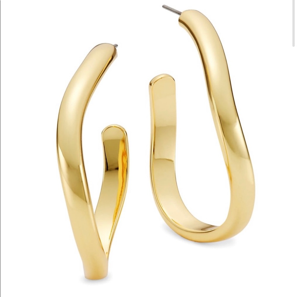DEMARSON Calypso 12K Gold-Plated Medium Curved Hoop Earrings